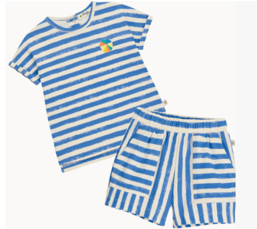 Organic Baby & Toddler 2pcs Set, Blue Stripe, by bonniemob