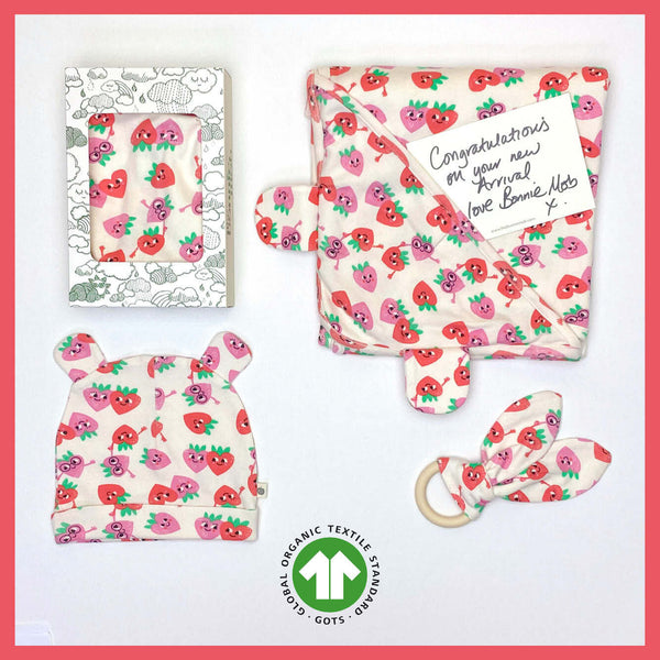Organic Baby 3pcs Starter Gift Set, Happy Strawberry,  by bonniemob