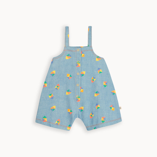 Organic Baby & Toddler Dungaree Shorts, Beach Denim, by bonniemob